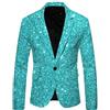 Generisch Giacca con paillette, da uomo, con brillantini, slim fit, colore nero, oro, per carnevale e Capodanno, abbigliamento da uomo, A-blu, XXL
