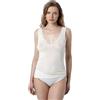 EMMEBIVI Canottiera Spalla Larga Lana Seta con Inserto in macramè art. 93062-4, Bianco