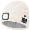 ATNKE LED Bluetooth Cappello con Luce,USB Ricaricabile 4 LED Senza Fili Musicale Altoparlante Corsa Cappello Invernale Calda Maglia Berretto con Pile Foderato Regali per Uomo e Donna/Snow Beige