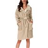 Generic Donna Autunno/Inverno Pigiama con Cappuccio Casa Peluche Accappatoio Termico Camicia Da Notte Signore Vestaglie Lungo Lunghezza Pile, cachi, 3XL