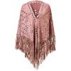 Generic 2025 Inverno Autunno Donne Sciolte Frange Scamosciate Aperto Mantello Poncho Sciarpa con Motivo Punch Frange Graziose Scialle Dropshipping