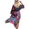 YouKD - Caftano lungo estivo da donna, stile bohémien, maxi vestito da spiaggia, copricostume, kimono ampio, taglia unica, a nero, Taglia unica