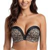 Lemorosy Reggiseno Donna Senza Spalline Push Up Imbottite(Fiore Nero,2A)