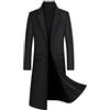 ECDAHICC Cappotto invernale da uomo - Cappotto lungo in lana - Vestibilità aderente - Doppio petto - Risvolti - Cappotto business in cotone - Cappotto in lana, Nero , M