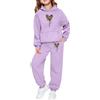 Generic Tuta con cappuccio per ragazze di San Valentino 2026 Tuta da jogging in pile con stampa leopardata a cuore con tasche per abbigliamento casual, Viola, 4-5 Anni