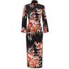 XueXian - Abito da donna a maniche lunghe, motivo floreale Nero 50 IT