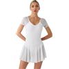 inlzdz Vestito da Pattinaggio Artistico Donna Body da Danza Classica Moderna Tulle Leotard Abito da Ballo Latino Ballerina Samba Rumba Tango Jazz Dancewear Bianco XXL