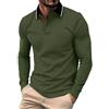 JACKETOWN Polo Uomo Maniche Lunghe Polo da Golf Lavoro Traspirante T Shirt con Taschino Primavera Autunno Camicie per la Pesca Escursionismo,Verde Militare,XXL