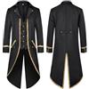 Duohropke Cappotto da pirata da uomo Steampunk cappotto vintage gotico frack giacca abbigliamento medievale Carnevale costume Halloween cosplay costume vittoriana uniforme a maniche lunghe smoking