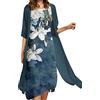 EGSDMNVSQ Vestito Estivo Donna Abito Sciolto Senza Maniche Retro Abiti Lunghi Camicetta Estivi Vestiti Stampato 2 Pezzi Tulle Cardigan+Midi Vestito