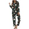 Celanisai Pigiama lungo da donna in satin, set completo di Natale con motivo di elci, sleepwear comodo in 2 pezzi, maniche lunghe, blusa e pantaloni, versatile biancheria da notte, loungewear