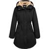 OROLAY Parka da Donna Foderato in Pile con Cappuccio Giacca Imbottita Invernale di Media Lunghezza