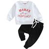 Xeadoffubio Completo Bambino Vestiti Di San Valentino Girocollo Felpa Pantaloni di San Valentino Unisex 2pcs Abiti Lettera Stampa Cuore Tuta Bambino