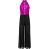 inhzoy Tuta Intera da Ballo Lirico Contemporaneo Bambina Abito da Pattinaggio Artistico Body Danza Classica Ginnastica Ritmica Jumpsuit da Balletto Senza Maniche Dancewear Rosa caldo 9-10 anni