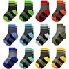 GENTABY Calzini per bambini 12 paia di calzini colorati stretch a scacchi 90% poliestere traspiranti calzini sportivi per ragazzi 2-14 anni taglia 23-40