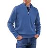 Generic Pullover da uomo con cerniera a quarto e collo a lupetto maglione 1/4 autunno inverno caldo felpe polo maglioni, Blu 1, XL