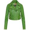 Infinity Leather Giacca Corta da Donna, Modello Corto, Stile Gotico, in Vera Pelle, Stile Biker, Verde Mela