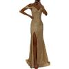Generic Vestito Lungo da Ballo Lungo da Sirena con Scollo a V e Paillettes Spalline Sottili e Scintillante