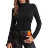 Wayleb Maglia Termica Donna Collo Alto, Maglia Termica Manica Lunga Dolcevita Basic Elegante Tinta Unita Top, Maglie Top Leggera Autunno Invernale Casual per Tempo Libero S-XXL