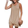 CUPSHE Costume da bagno da donna, senza maniche, a nido d'ape, in maglia, copricostume da spiaggia, mini abito attorcigliato, Marrone, S