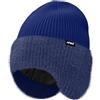 ATNKE Maglia Beanie Cappello con Paraorecchie per Uomo e Donna, Elasticizzato Spesso Caldo Pile Foderato Usato Tutti Giorni Inverno Morbido con Risvolto Lana Teschio Berretto Regali/Light Navy Blue