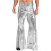 HULIJA Uomo Metallic Shine Flare Pants Leggings A Vita Alta Paillettes Pantaloni Palazzo A Gamba Larga Pantaloni Jazz per Carnevale