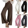 Generic Pantaloni da donna in velluto a coste a doppio bottone, a vita alta, gamba larga, elasticizzati, in velluto a coste, casual, pantaloni da lavoro con coulisse allentata, pantaloni da lavoro autunnali e