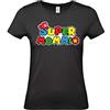 Generico T-Shirt Donna Super Mommi, Festa della Mamma, Maglietta in Cotone, Stampa Supereroe, XS-XXL, Disponibile in Nero, Bianco, Blu Navy