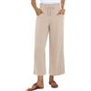 SHEKINI Pantaloni Donna in Cotone e Lino 7/8 a Gamba Larga Casual Pantaloni con Tasche e Coulisse Pantaloni Estivi a Vita Alta Leggeri per Il Tempo Libero