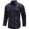 CoXuantion Camicia Uomo a Maniche Lunghe Casual Cotone Camicie Vintage Quadri Giacca Button Down Tops Morbida Workshirt con Taschino