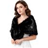 powerking Sciarpa lunga da donna in finta pelliccia, sciarpa invernale fredda scaldacollo stola sciarpa scialle coprispalle per feste, Nero , Etichettalia unica