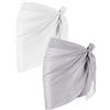 Chuangdi 2 Pezzi Sarong Avvolgenti da Spiaggia Donna Copri Costume da Bagno in Chiffon Gonne Avvolgenti (Bianco e Grigio)