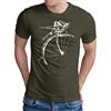 OM3®, maglietta da ciclismo da uomo, stile vintage, per ciclismo, taglie S-4XL Verde oliva (stampa bianca). S
