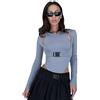 KBRPEY Body Donna a Maniche Lunghe Cut Out Bodysuit Basic Bodys a Manica Lunga Jumpsuits Top Tinta Unita Tuta Aderente Tuta Donna Elegante(Grigio M)