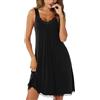 Uniexcosm Camicia da Notte, Camicia Notte Donna Cotone Corta Camicia Notte con Girocollo Sciolto Maniche Corte Camicia da Notte Volant Lovable Sleepwear per Casa e Casuale Nero L
