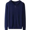 ERFMFKL - Maglione da uomo con cerniera intera, lavorato a maglia, con cappuccio, aderente, casual, a maniche lunghe, blu navy, XXL