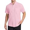 HISDERN Camicia Uomo Oxford Maniche Corte Rosa Button Down Camicie Uomo Estiva da Ufficio Manica Corta con Tasca vestibilità Regolare, XL