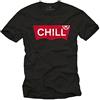 MAKAYA T-Shirt Uomo Divertenti - Chill - Magliette Manica Corta Cotone Nero M