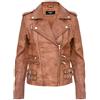 Infinity Leather Giacca da Moto Abbronzatura Retrò in Pelle 100% Nappa da Donna S