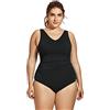 SYROKAN Costumi Intero Donna Mare Olimpionico Senza Ferretto Nero 46