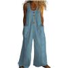 Gienslru Salopette Donna Estiva in Lino 2026 Tuta Intera Boho Chic Stampa Pantaloni Gamba Larga Jumpsuit Baggy Mare e Vacanza Vintage Curvy Taglie Forti con Tasche (S,11)