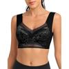 SERSARY Reggiseno Donna Pizzo Imbottito Senza Ferretto Spalla Larga Senza Cuciture Bralette Morbido Reggiseni Top Senza Ganci Comodo Reggiseno Sportivo Leggero Push Up BH,Nero,M