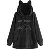 EGSDMNVSQ Felpa con cappuccio Donna Felpa con cappuccio con stampa gatto Accogliente Maglione in pile Caldo Grandi Taglie Inverno Giacca Teddy Casual Peluche Felpa con cappuccio Carino Pullover Lunghe Felpe