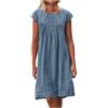 HEONSATI Vestito Estivo Donna Cotone Vestiti da Spiaggia Taglie Forti Comodo Abiti Boho Leggera Elasticizzata Mare Abito a Maniche Corte Estivi Bohémien Classico Vestito Eleganti Lunga Swing Curvy