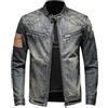 YOSUWOAI Giacca in jeans da uomo, vintage, da motociclista, con chiusura lampo, colletto alto, giacca bomber in denim, slim fit, giacca da motociclista, stile trucker, giacca invernale da lavoro