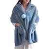 LIUYUYOUGO Coprispalle Donna Elegante,Poncho Da Donna Scialli In Pile Sherpa Multiuso Coperte Indossabili Mantello In Flanella Soffice E Ultra Morbido Con Pompon Sciarpe Calde Cappotto Per Casa Uffi
