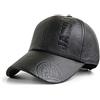 Elwow - Cappello da baseball da uomo, in pelle PU, con cinturino regolabile Nero Taglia unica