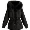 Hecatombic Cappotto Invernale Caldo da Donna Cappotto Spesso Foderato in Pile Piumino con Cappuccio in Pelliccia Sintetica Inverno (Nero,XL)
