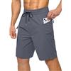 Ougelebo Costume da bagno da uomo con tasca con cerniera, ad asciugatura rapida, grigio., 3XL