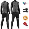 HECLOK Abbigliamento Ciclismo Invernale Uomo - Completo Antivento con Maglia in Pile Termico e Salopette con Gel | Per Strada e MTB, Pacchetto Completo per il Freddo (TYP-2,M)
